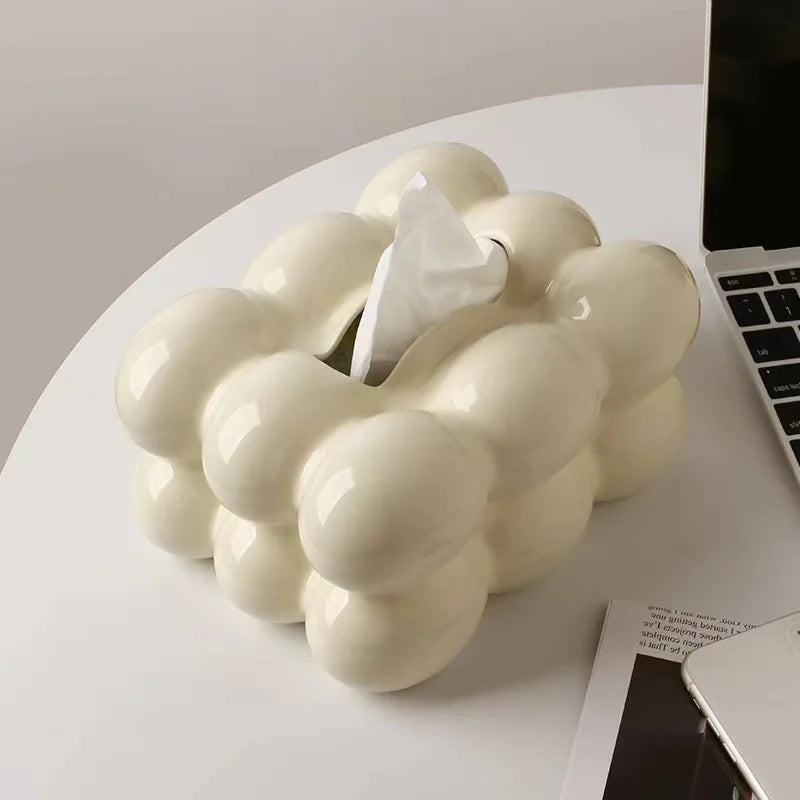 Keramische Tissue Box Zuckerwatte Schublade Serviettenkarton Papierhandtuchhalter Schublade Tablett Haushalt Lagerung Esstisch Tissue Box